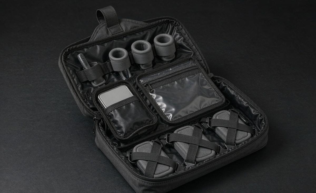 A toiletry bag from the pilot run — Bag Prototype Design Review